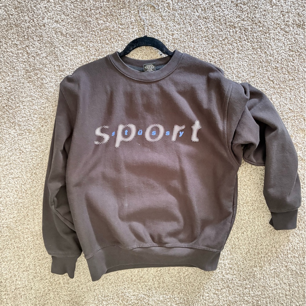 STUSSY Black Sport (dotted) crewneck sweater